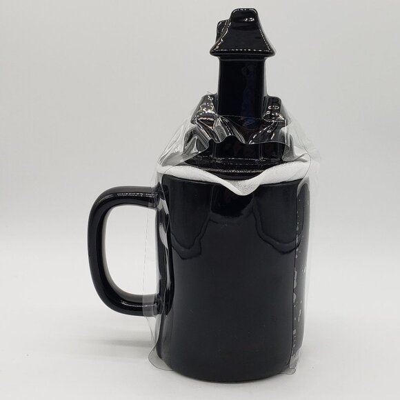 Rae Dunn Magenta Black Haunted Ceramic Mug with Haunted House Lid NEW! - Picture 4 of 6